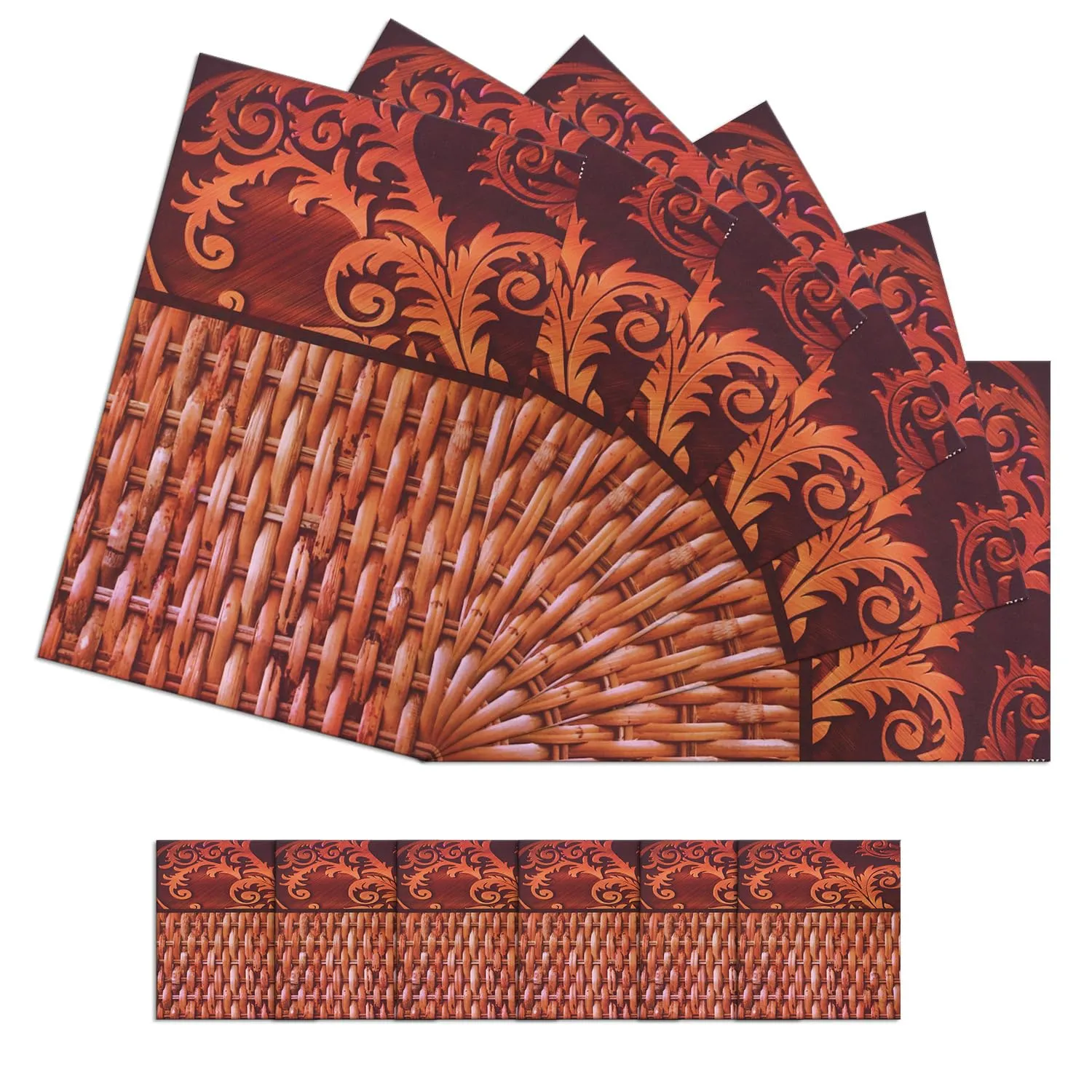 Kuber Industries Placemat | Table Placemats with Coasters | Table Placemats with Tea Coasters | Dining Table Placemats & Coasters Set | Rassa Placemat | 12 Piece Set | Brown