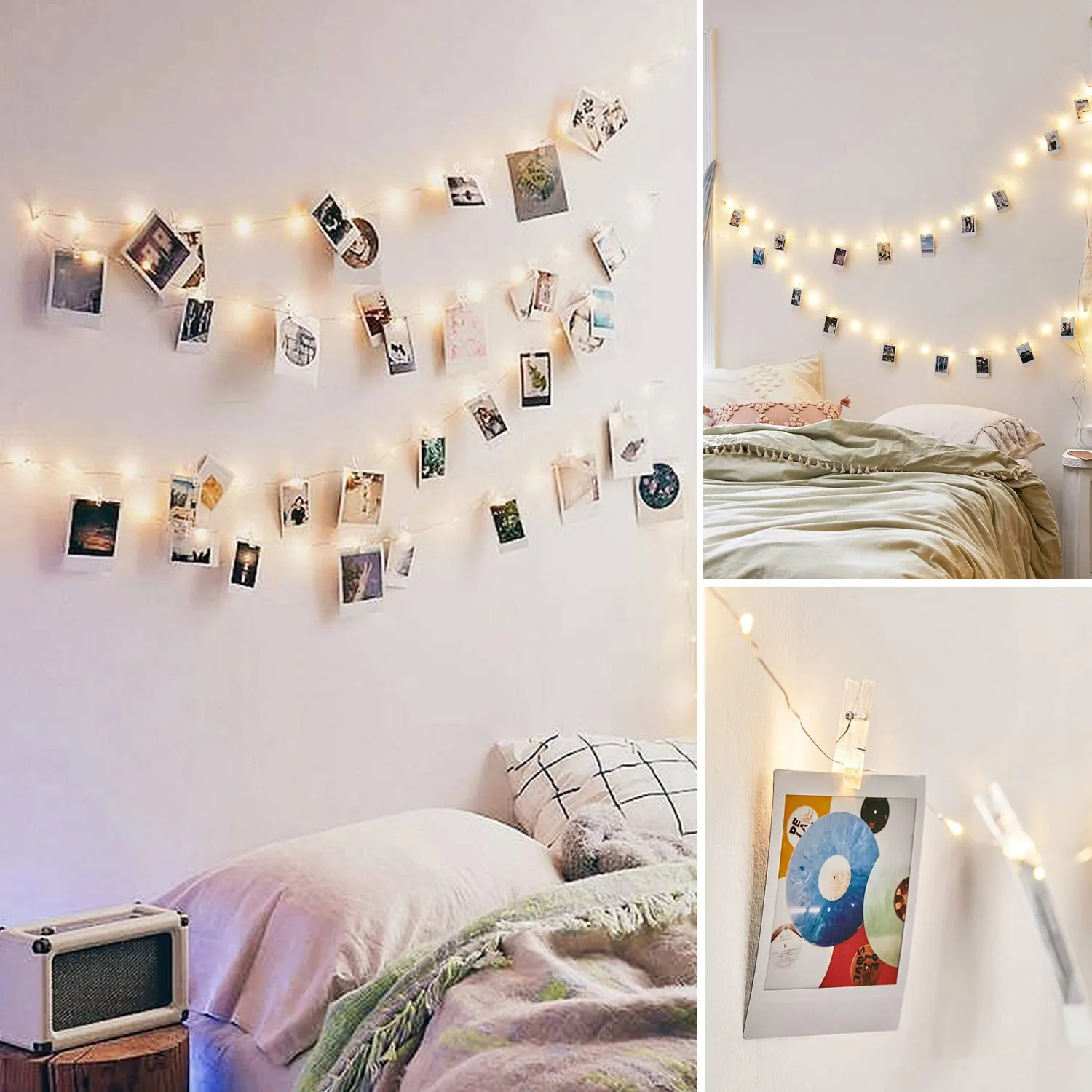 LED Photo Clip String Lights 5M 20 Clips 220v Plug Warm White LEDs Operated Fairy Bedroom Home Decoration for Hanging Photos