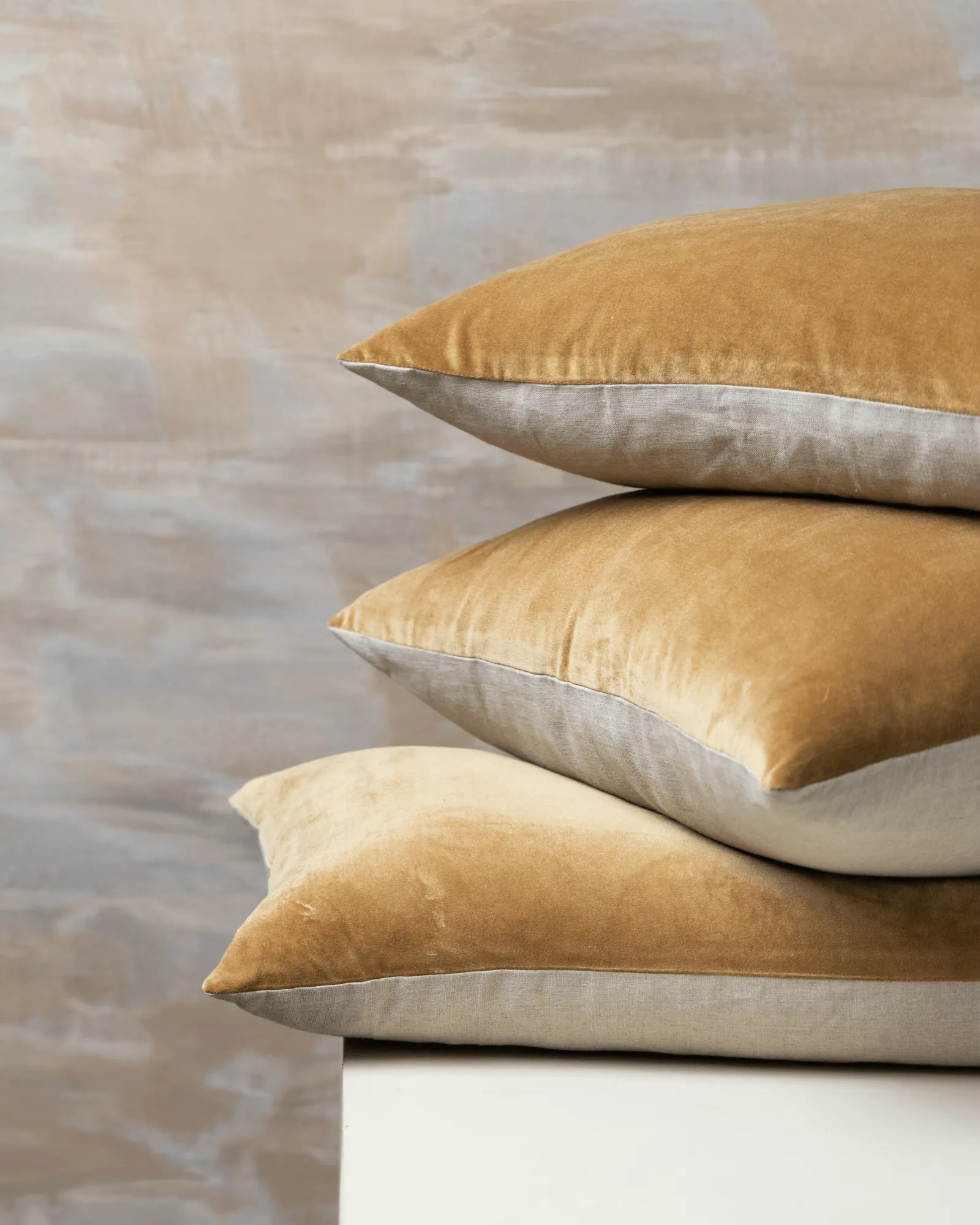 Linen/Velvet Bolster Cushion | Nutmeg