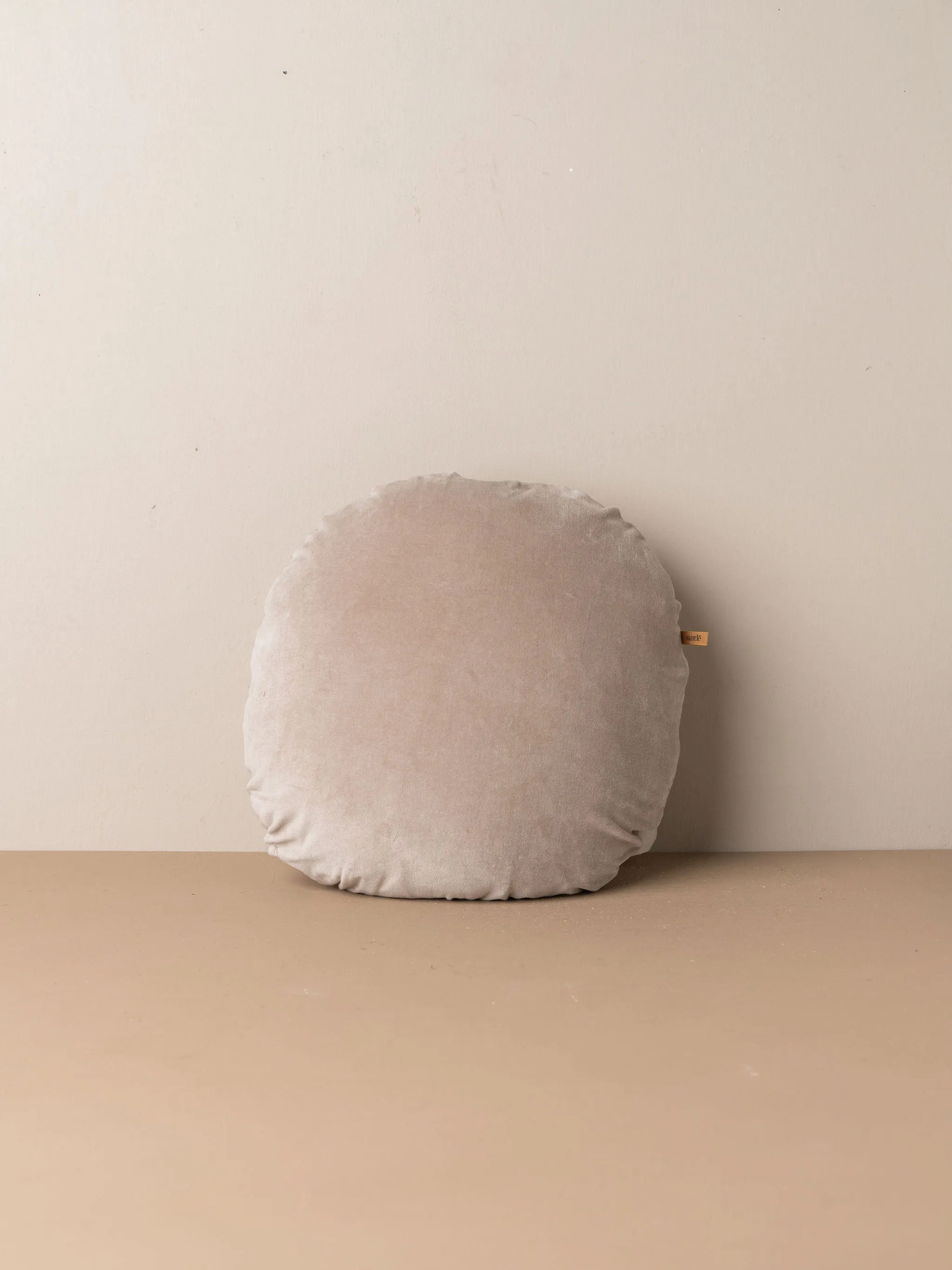 Linen/Velvet Round Cushion | Stone