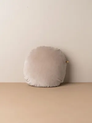 Linen/Velvet Round Cushion | Stone