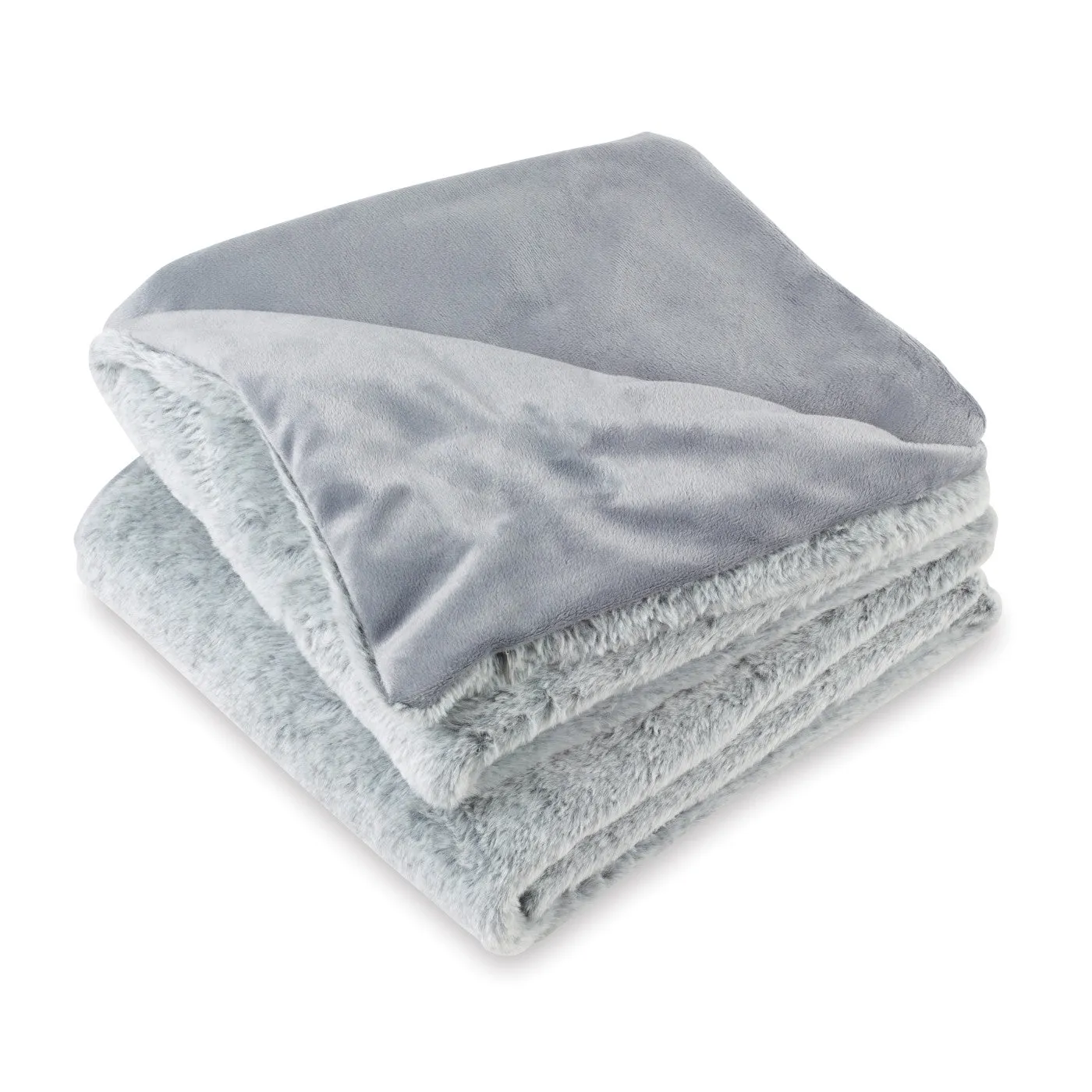 Luxe Faux Fur Throw Custom Blankets, Grey