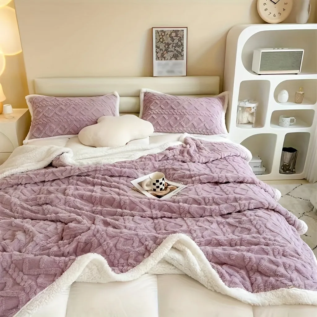 Luxurious DoubleSided Wool Blanket for YearRound Comfort Purple