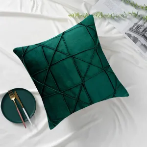 Luxury Velvet Embellished Cushion Cover In Green Color 16″ x 16″ 1040190