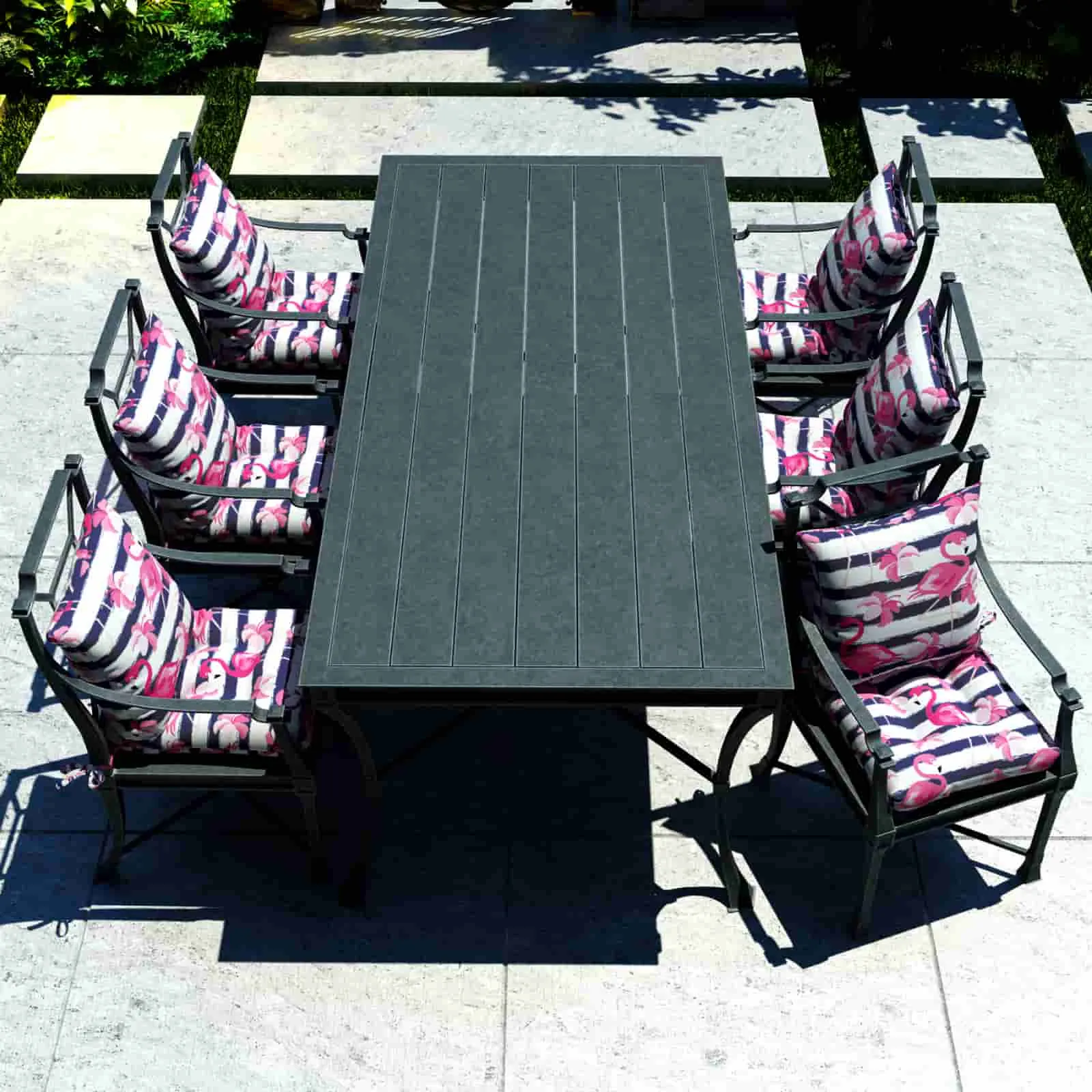 LVTXIII Outdoor U-Shape Tufted Seat Cushions 19”x19”x5" Flamingo （Set of 2）