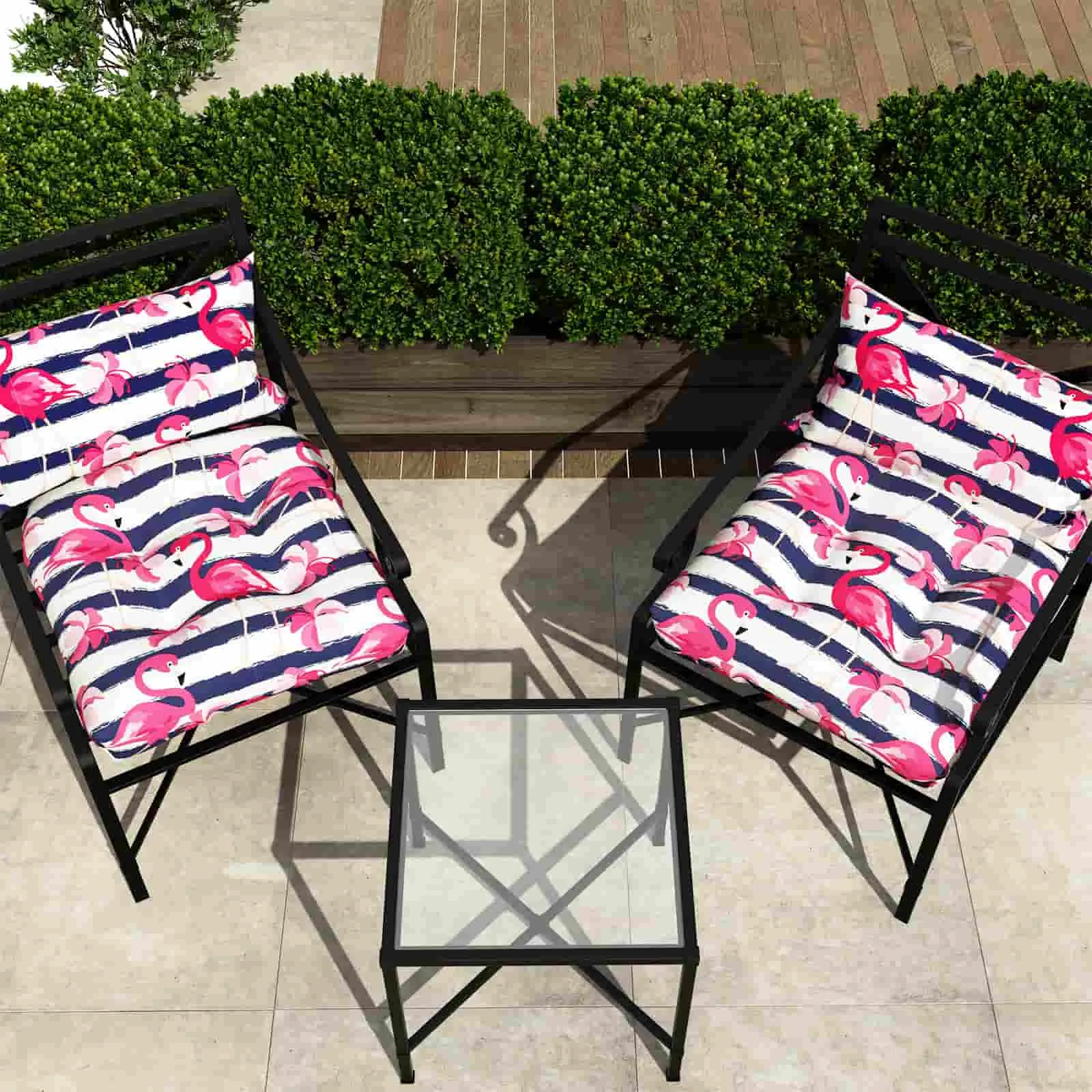 LVTXIII Outdoor U-Shape Tufted Seat Cushions 19”x19”x5" Flamingo （Set of 2）