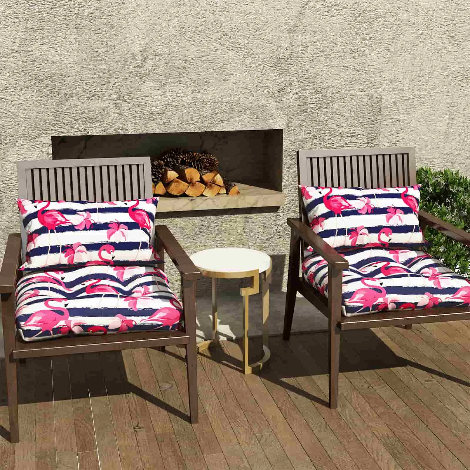 LVTXIII Outdoor U-Shape Tufted Seat Cushions 19”x19”x5" Flamingo （Set of 2）