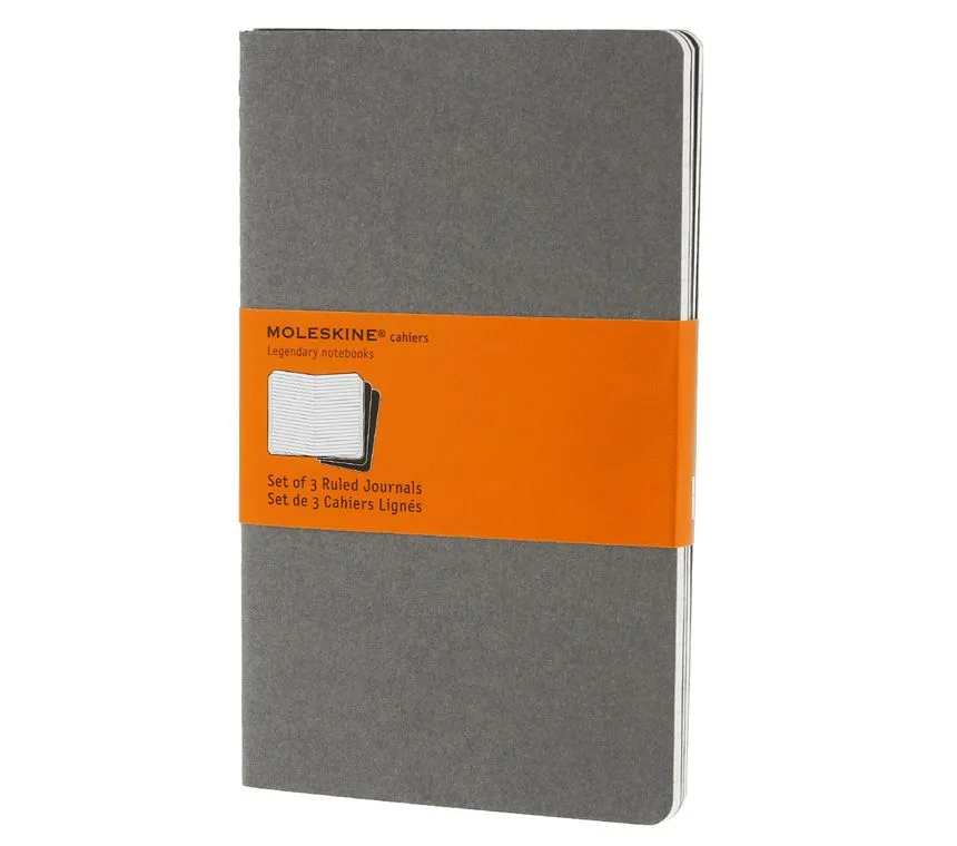 Moleskine Set of 3 Cahier Ruled Large Journals Pebble Grey