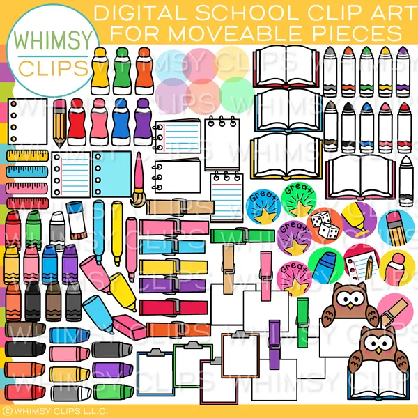 Moveable School Clip Art for Paperless Resources