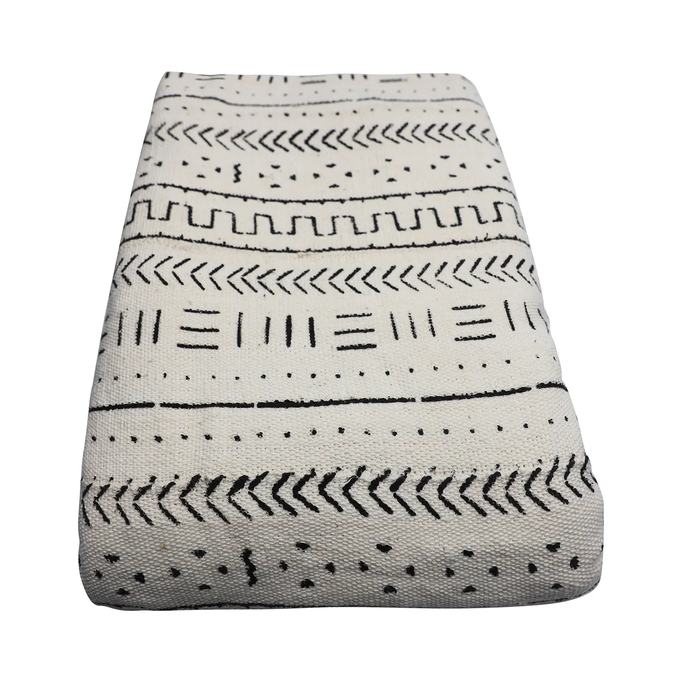 Mud Cloth Textile | Oversize Throw Blanket White