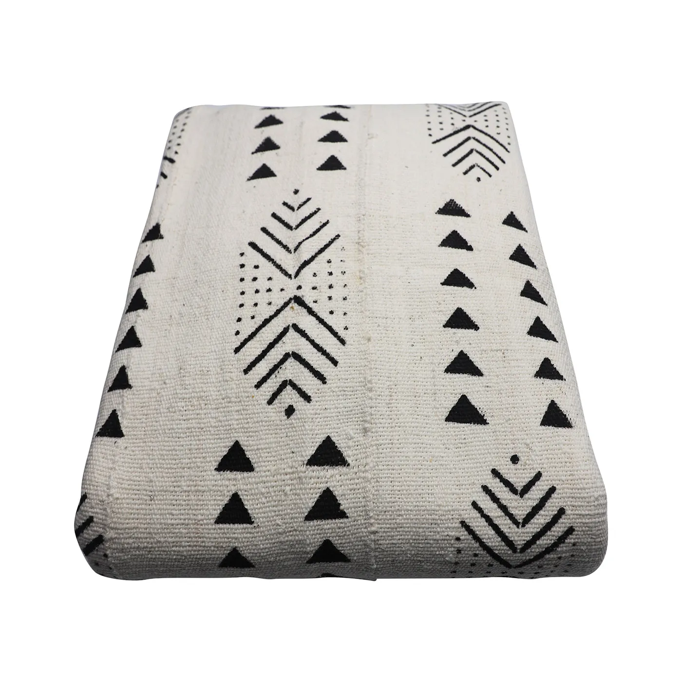 Mud Cloth Textile | Oversize Throw Blanket White