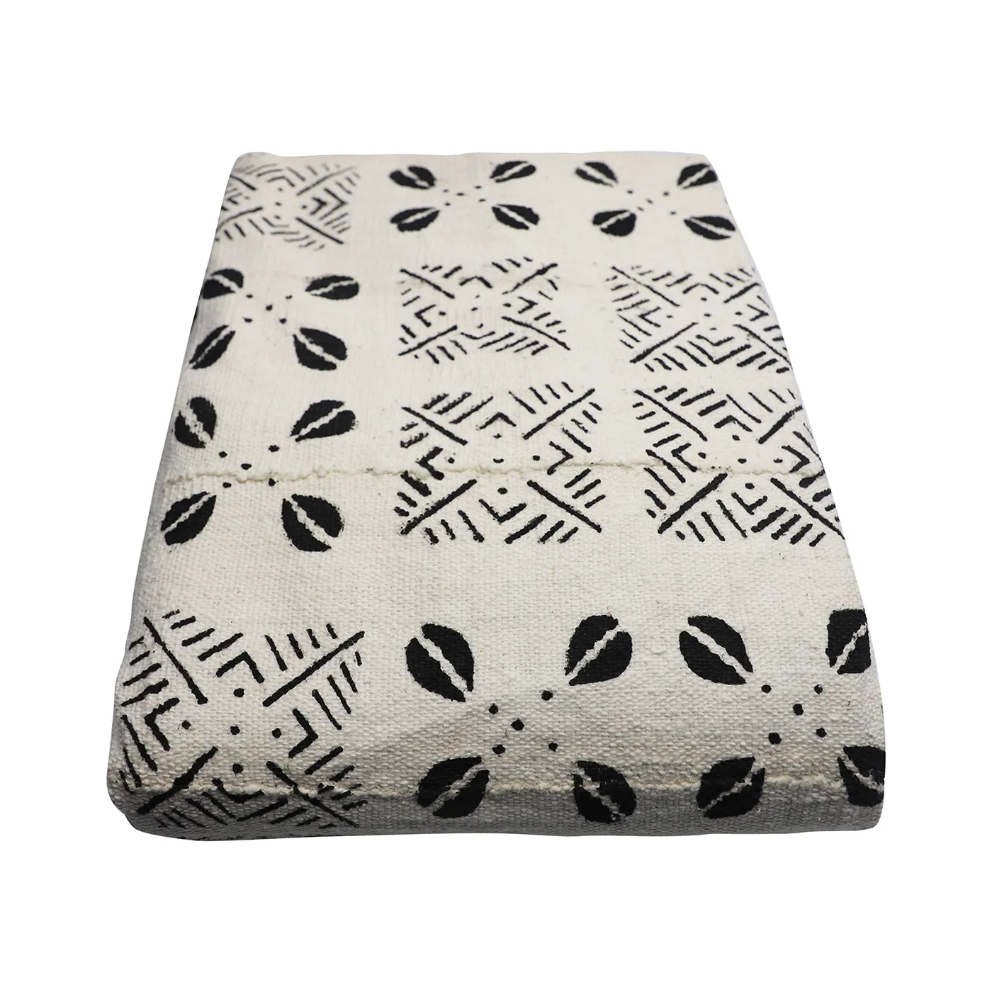 Mud Cloth Textile | Oversize Throw Blanket White