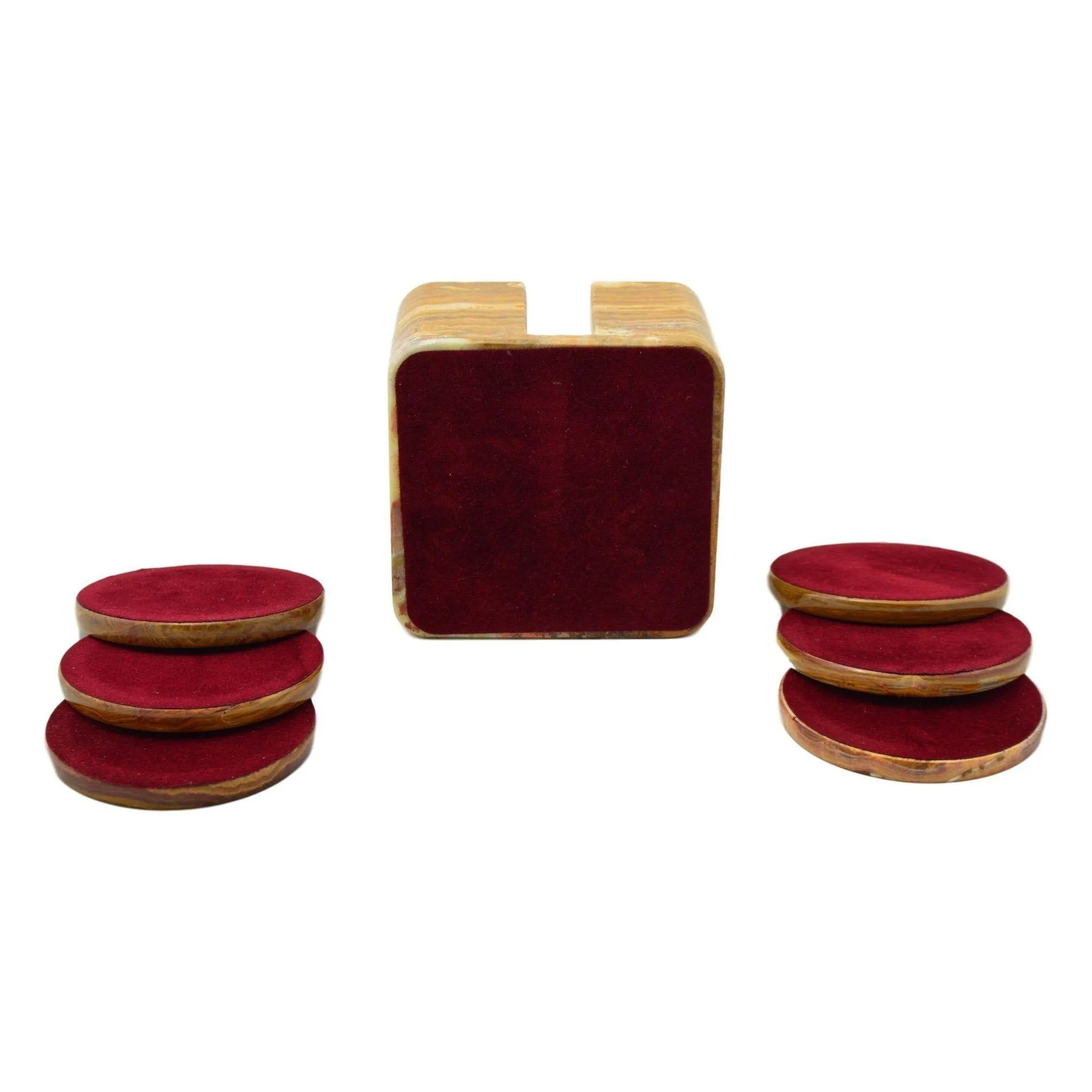 Multi Brown Onyx Coasters with Square Holder