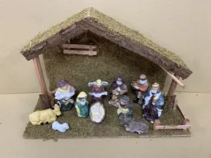 Nativity Scene with 11 Hand-Painted Porcelain Figurines - 97112