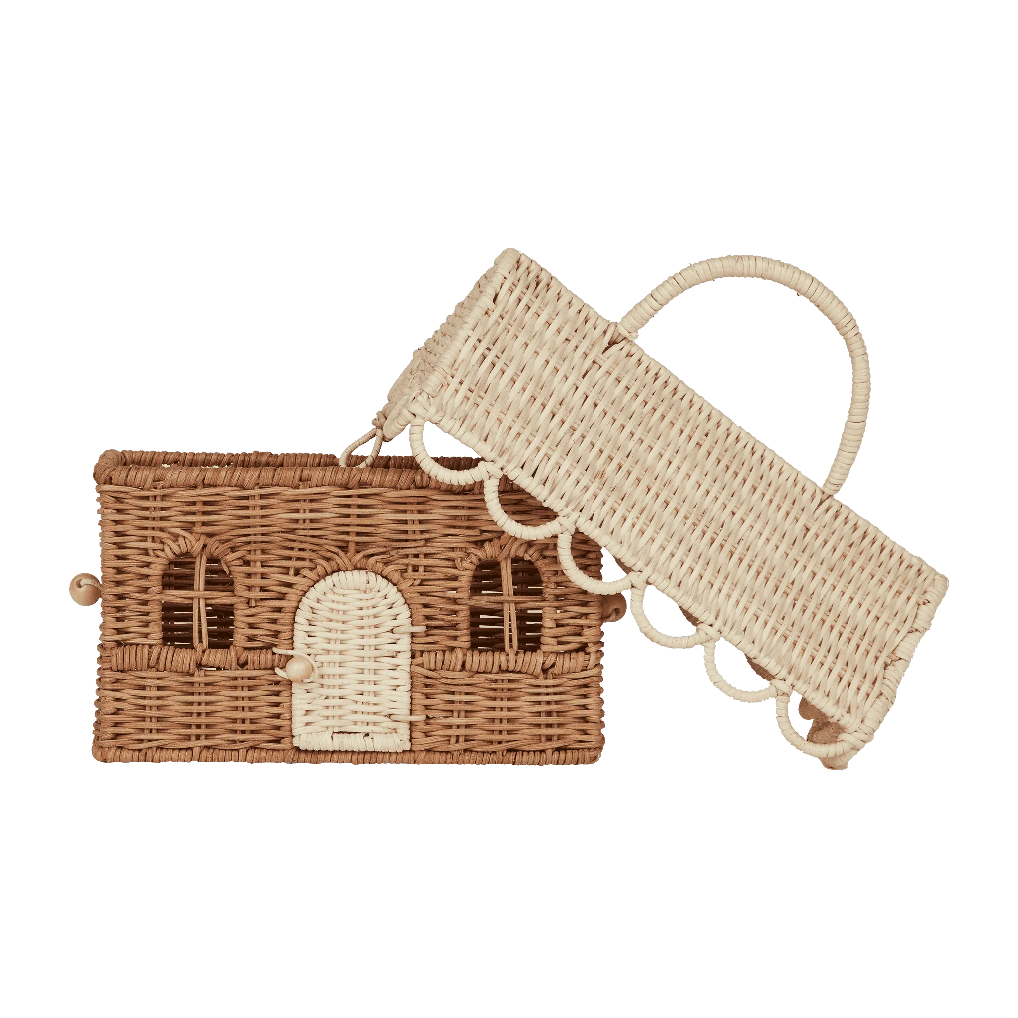 Olli Ella Rattan Gingerbread Casa Clutch / Natural & Straw