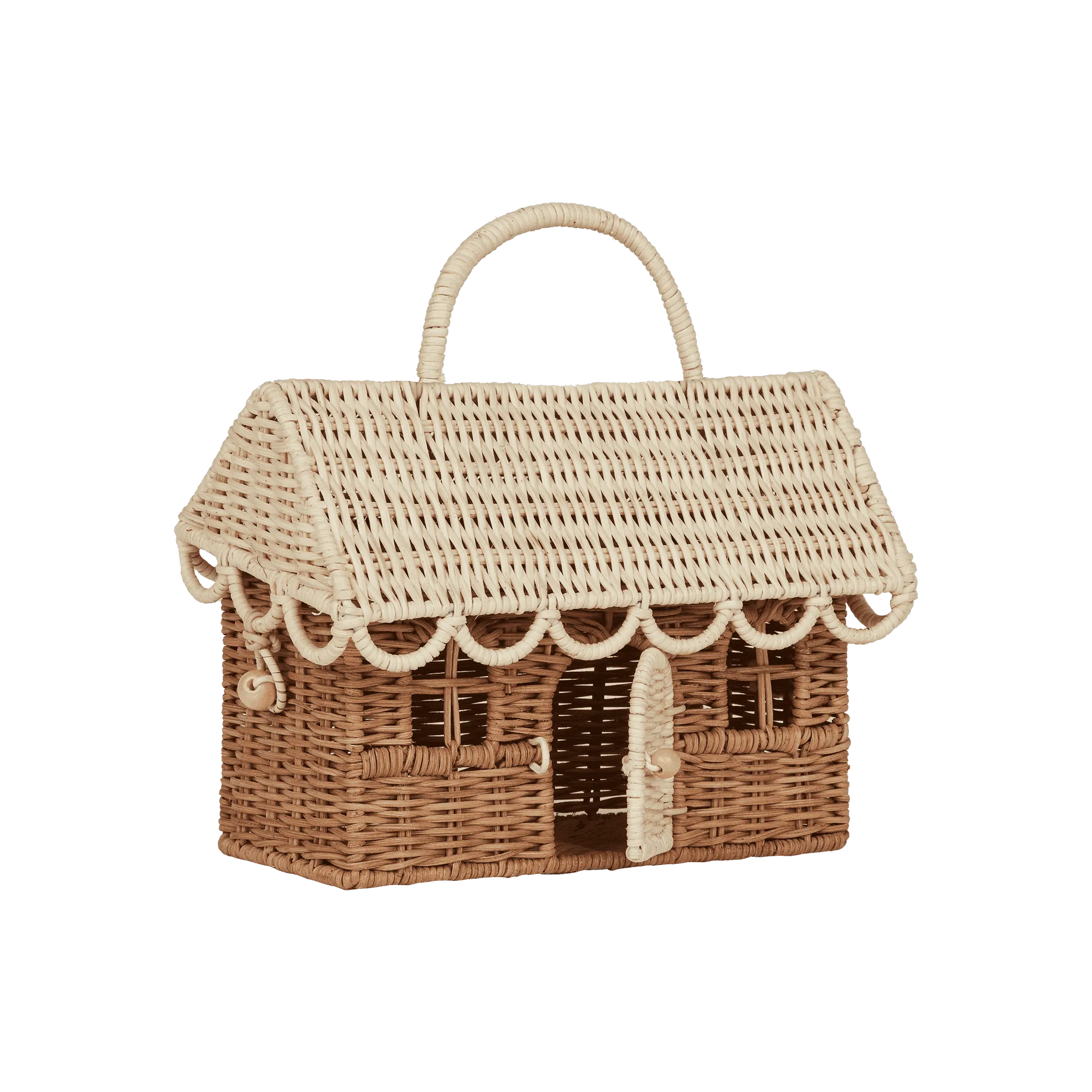 Olli Ella Rattan Gingerbread Casa Clutch / Natural & Straw