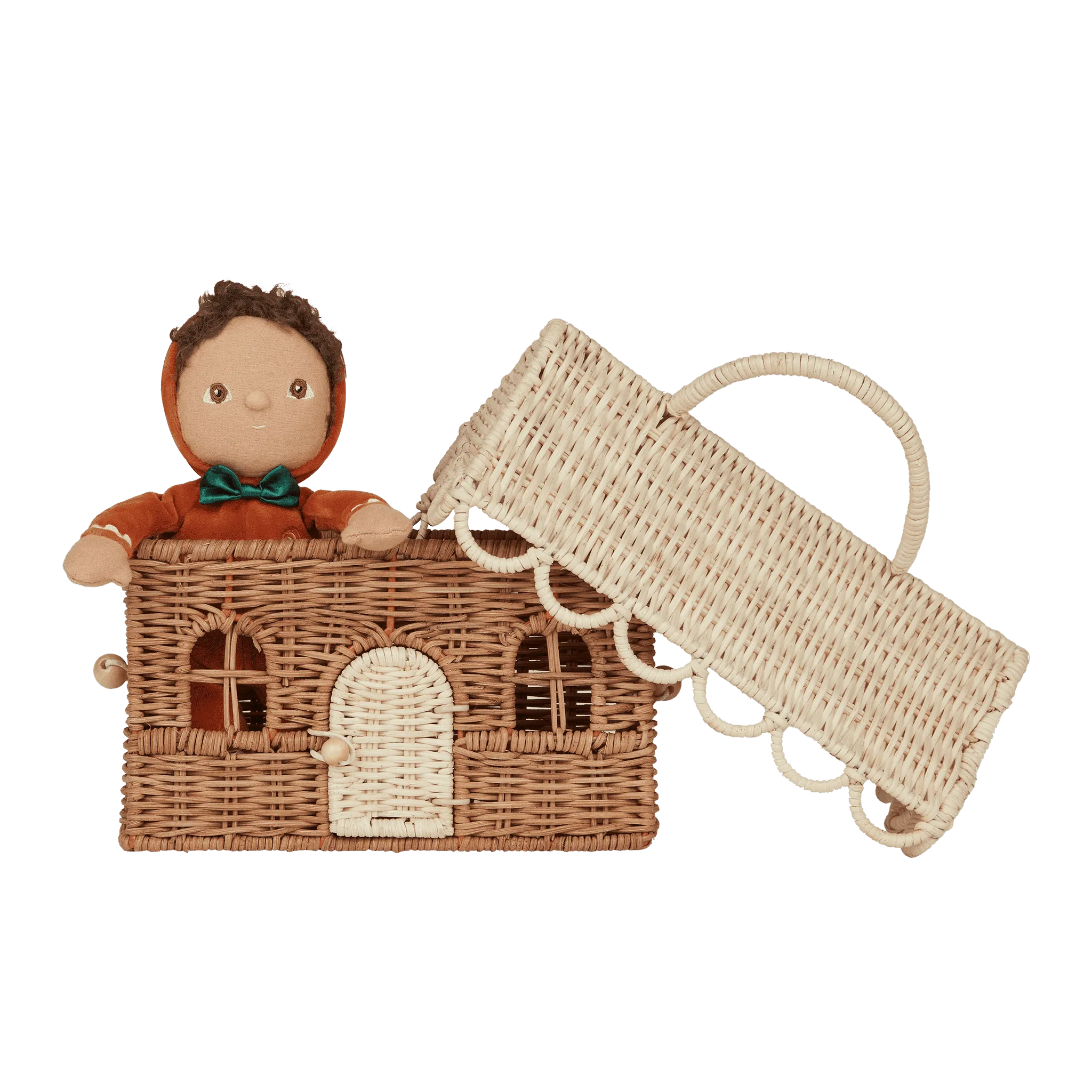 Olli Ella Rattan Gingerbread Casa Clutch / Natural & Straw