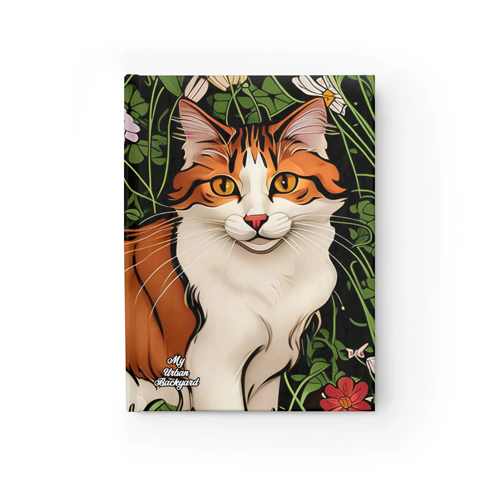 Orange and White Cat with Flowers, Hardcover Notebook Journal - Write in Style