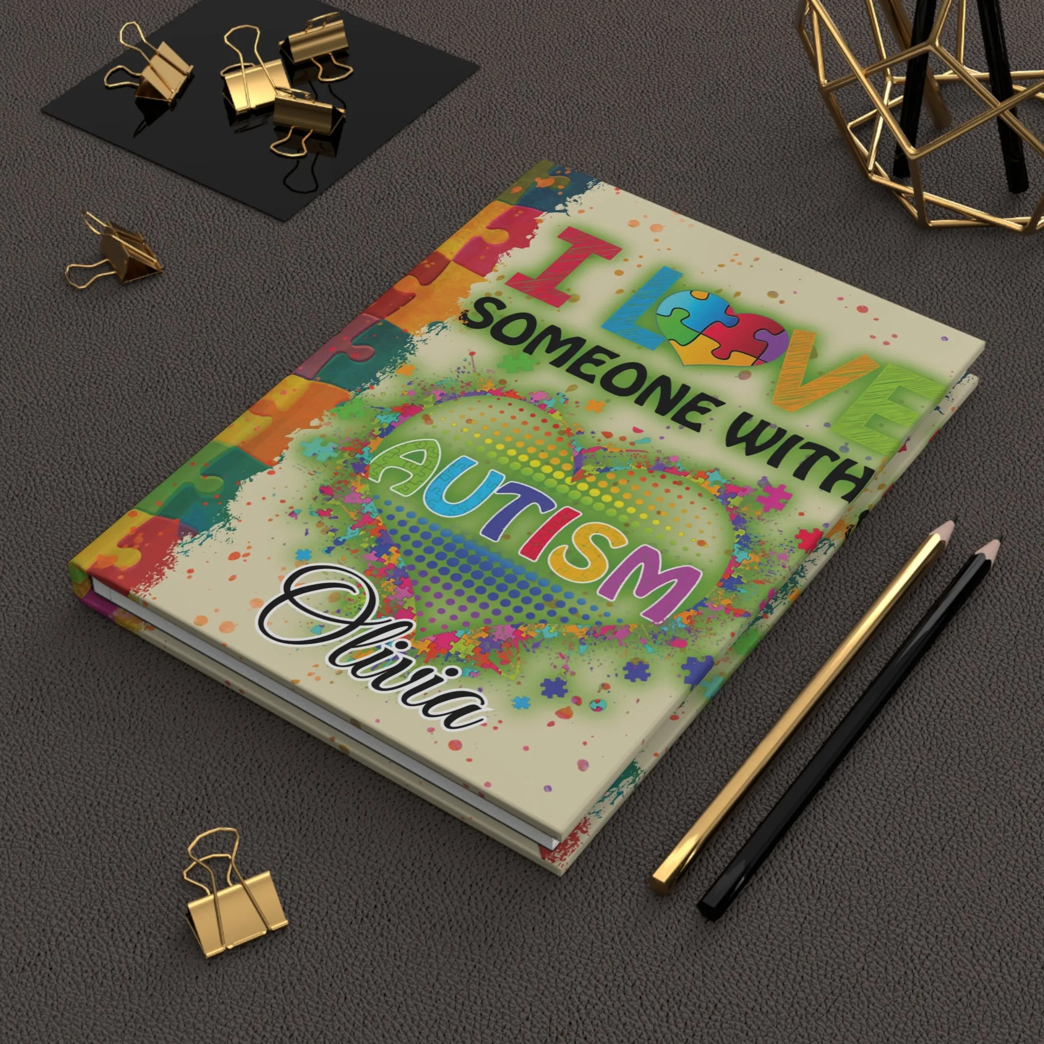 Personalised Hardcover Journal Matte, I Love Someone who has Autism, awd-1459