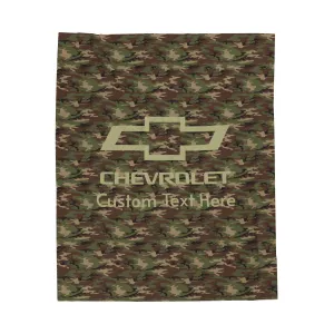 Personalized Chevrolet Bowtie Camo Velveteen Plush Blanket