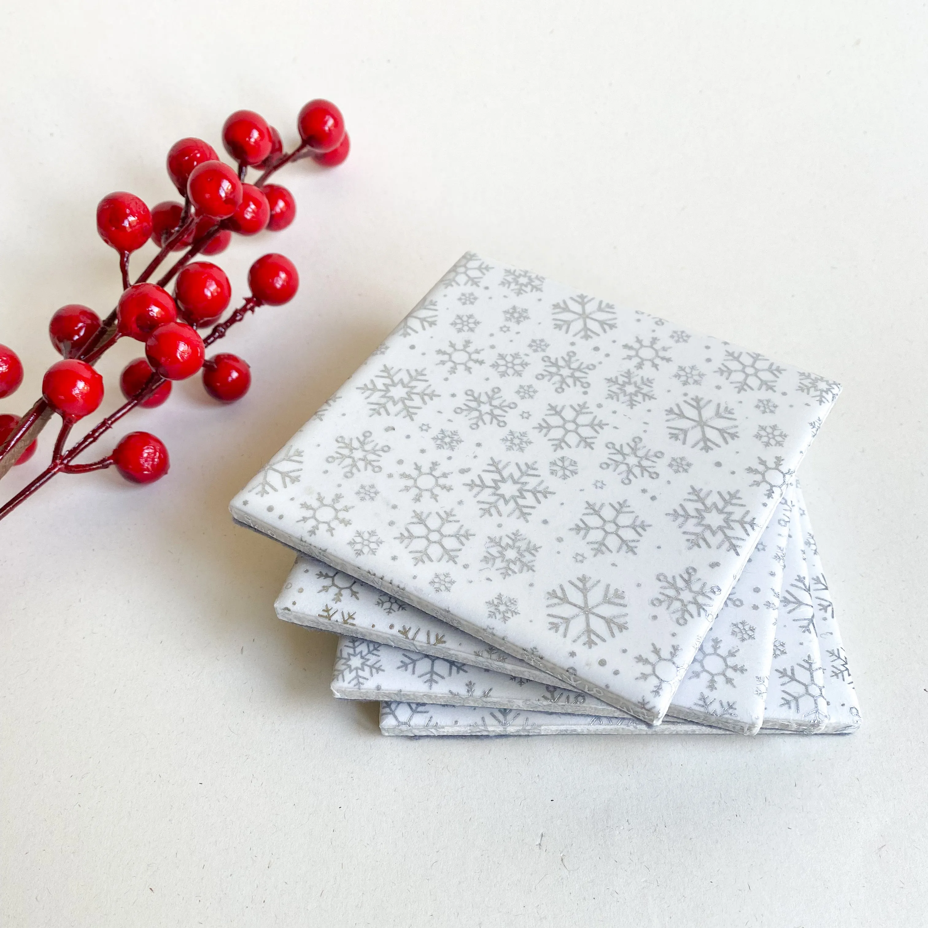 Porcelain Coasters - Snowflake (Set of 4)