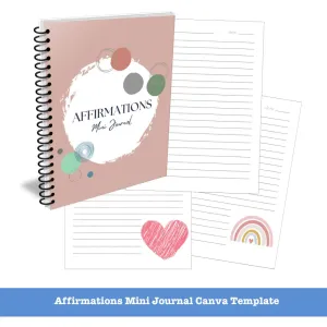 Positivity Affirmation Journal Canva Template - Mini PLR Journal