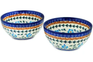 Set of 2 Bowls  - Blue Cornflower