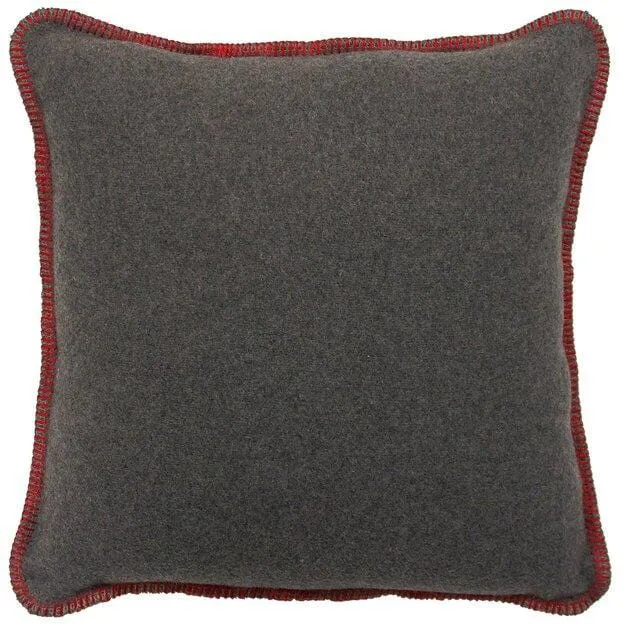 Solid Greystone Red Hot Wool Pillow