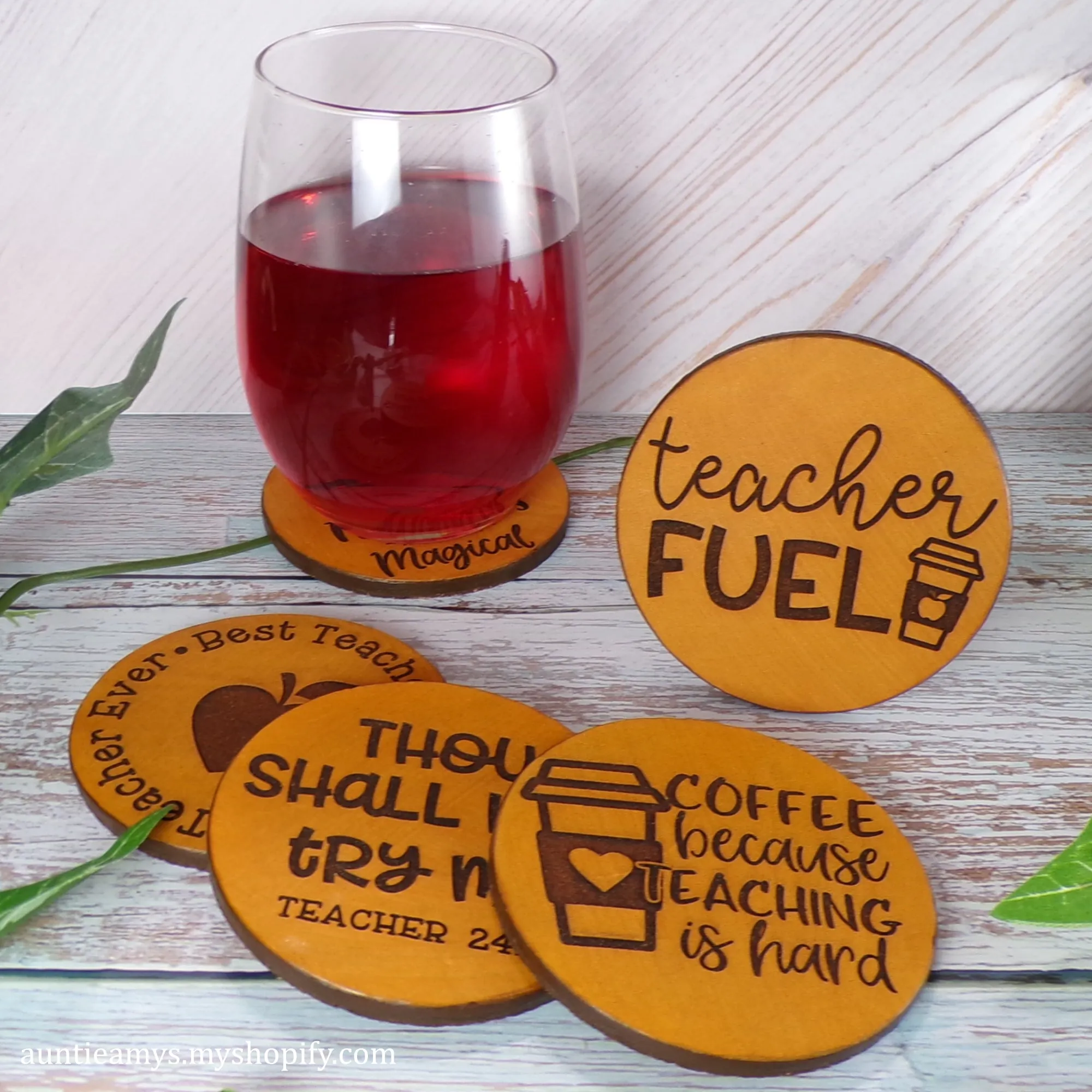 Teacher Fuel - Leather Coaster