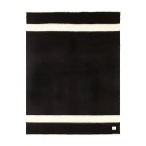 The Siempre Recycled Blanket - Black with Ivory Stripe