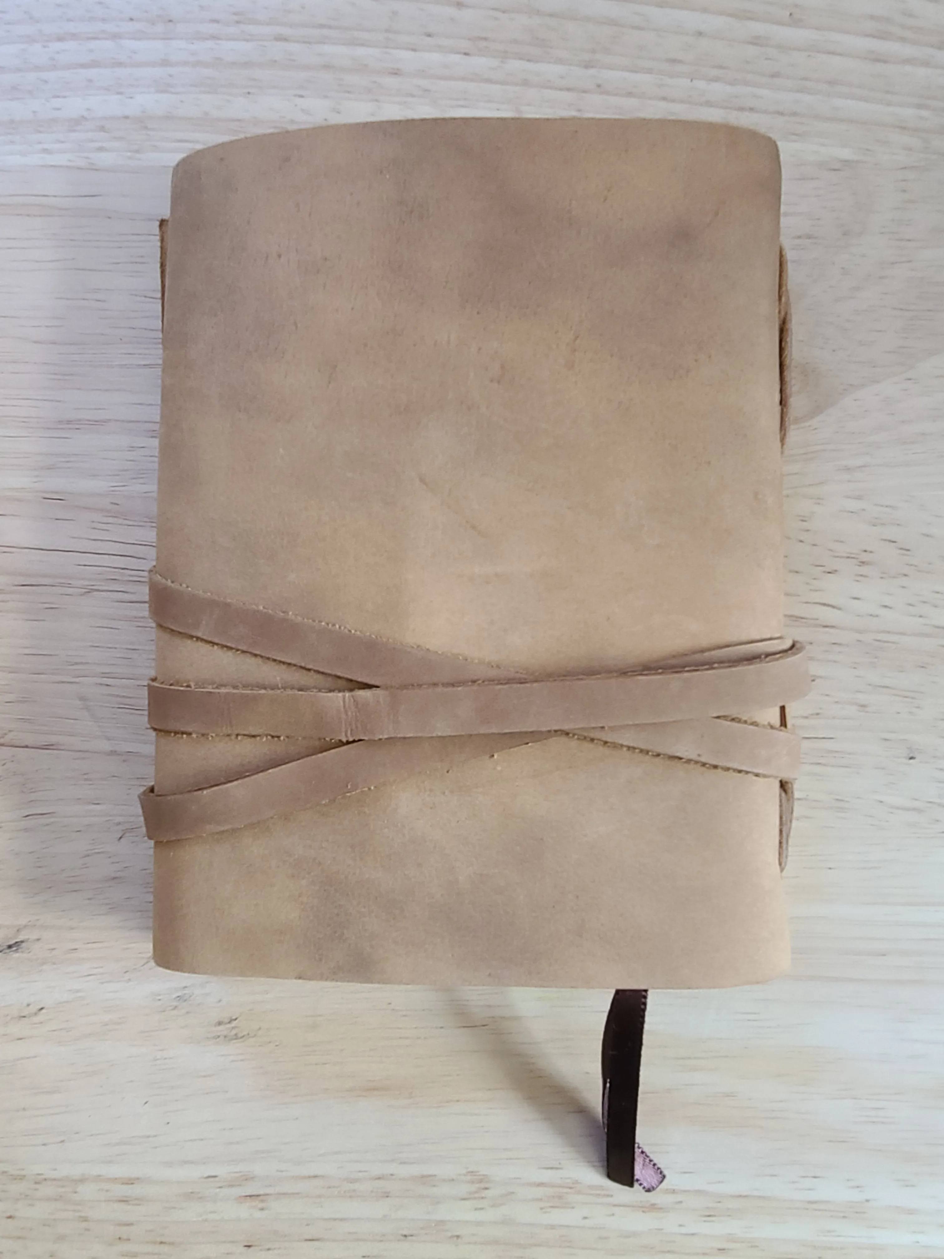 Tree of Life Buffalo Leather Writing Journal - Beige