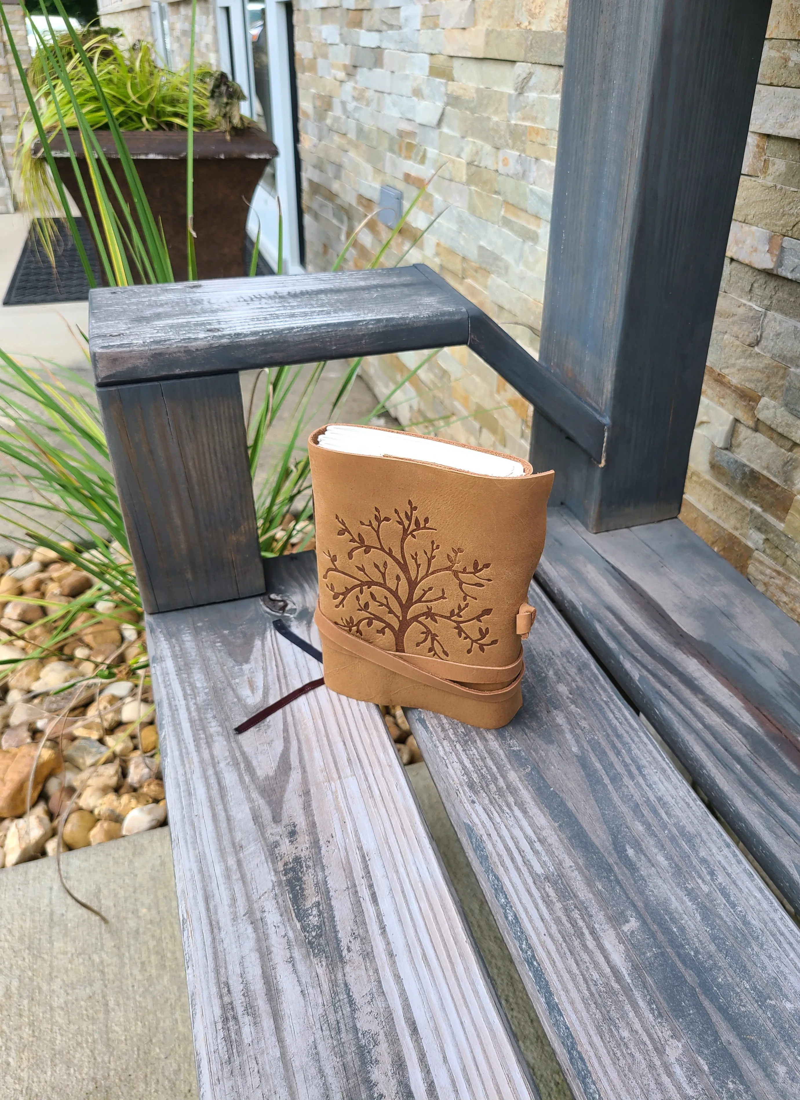 Tree of Life Buffalo Leather Writing Journal - Beige