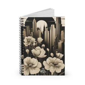 Urban Moon with Flowers, Spiral Notebook Journal - Write in Style