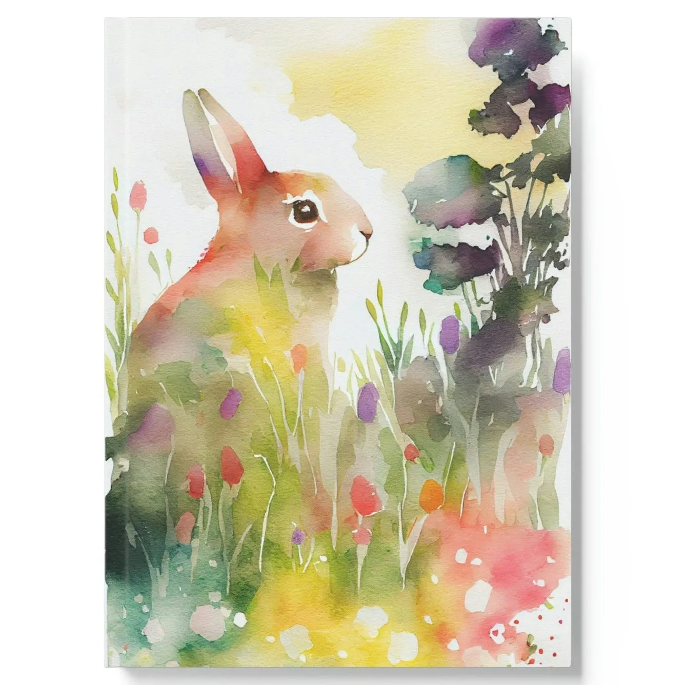 Watercolor Bunny Rabbit Hard Backed Journal