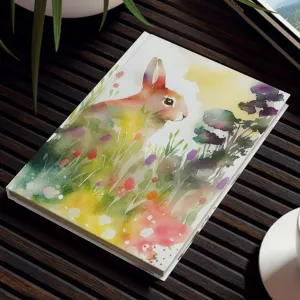 Watercolor Bunny Rabbit Hard Backed Journal