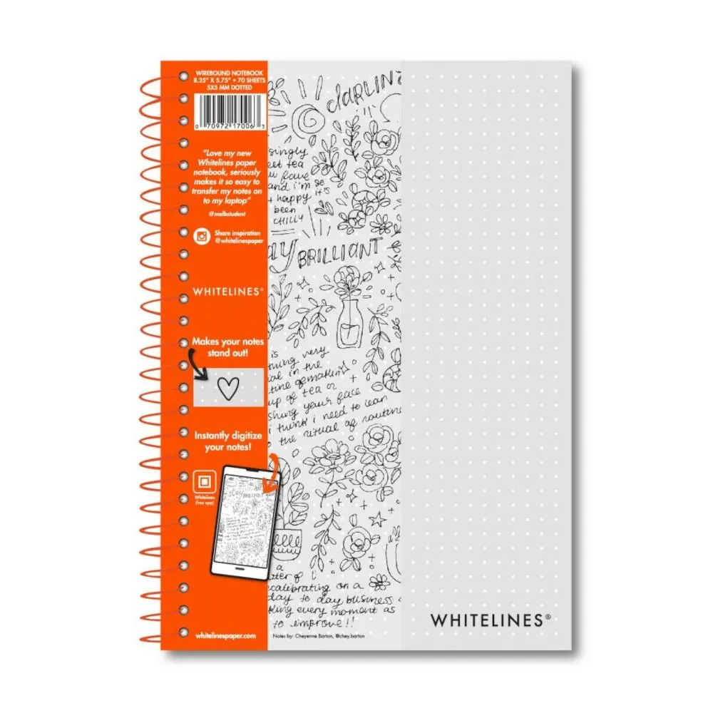 Whitelines Wirebound Dotgrid Notebook 8.25" x 5.75"