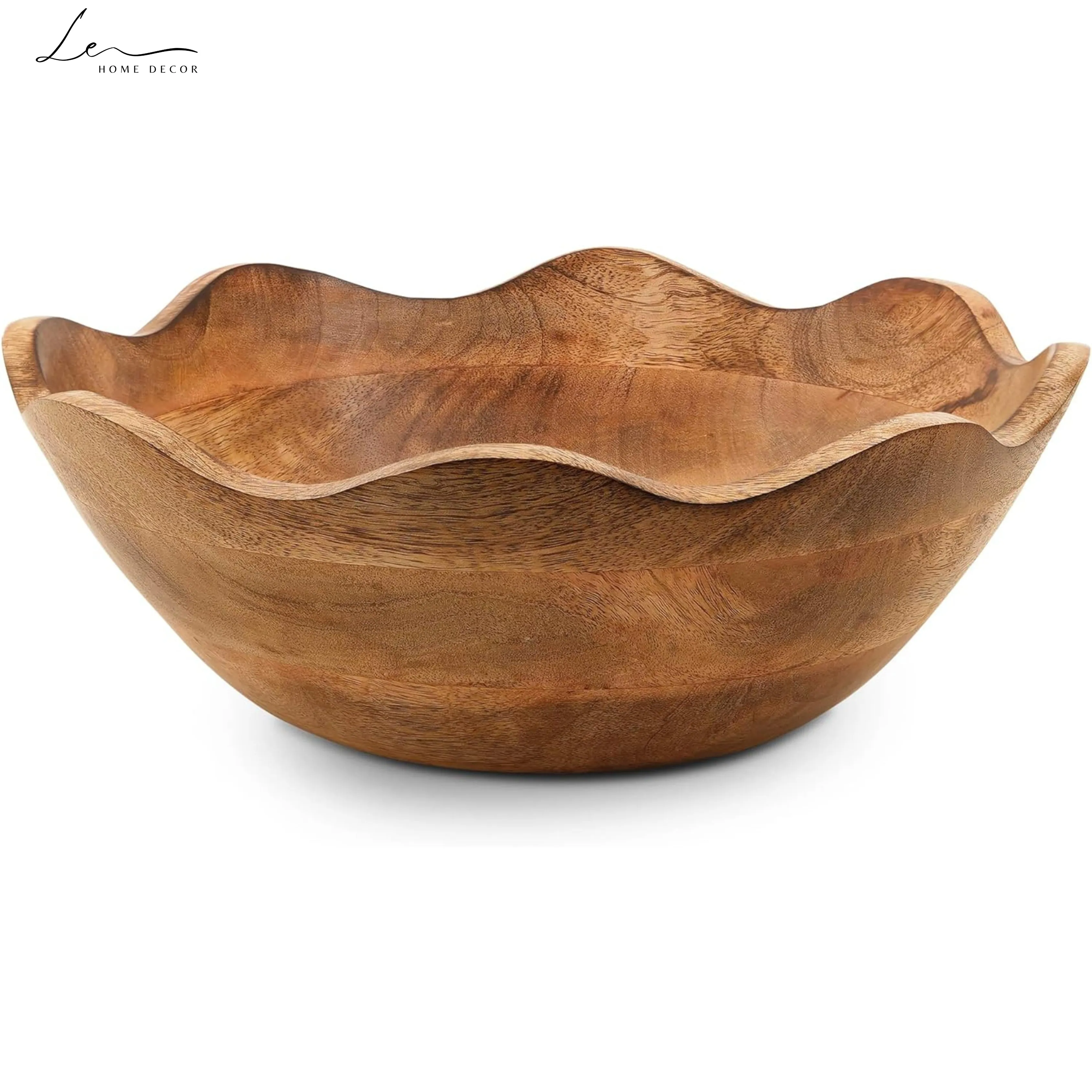 Wooden Scalloped Fruit Bowl