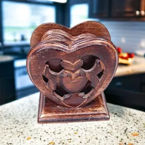 Wooden Twist Heart-Shaped Mango Wood Tea Coaster ( Set of 6 )