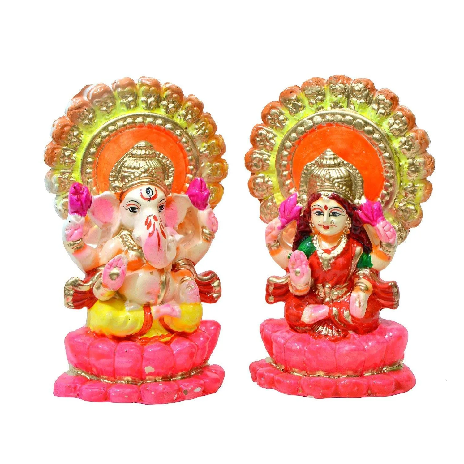 Yashvin® @ Diwali Gift Items Idols Laxmi Ganesh Murti for Diwali Puja, Lakshmi Ganapati Murti for Home Office Diwali Decoration Items, Handmade Terracotta Clay Statue, Pooja Idols || PLK56