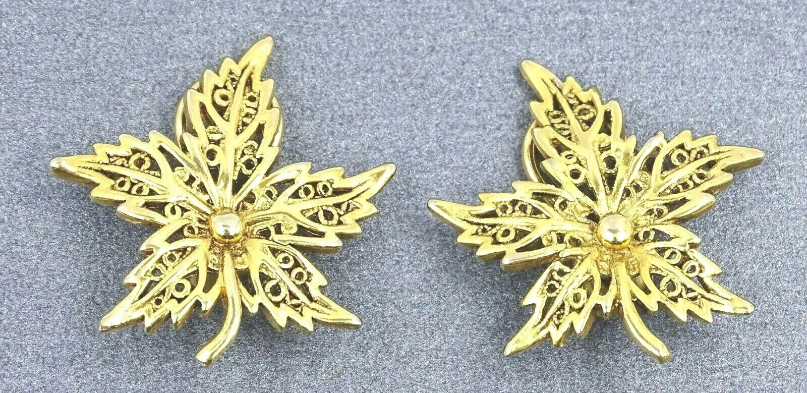 Yellow Gold Toned Leaf Dress Scarf Clips