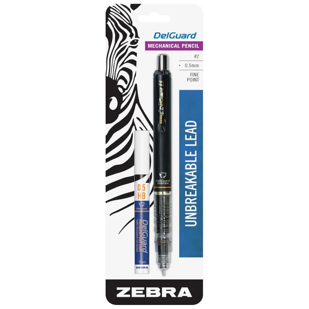 Zebra DelGuard Mechanical Pencil 0.5mm Black w/ Bonus Lead