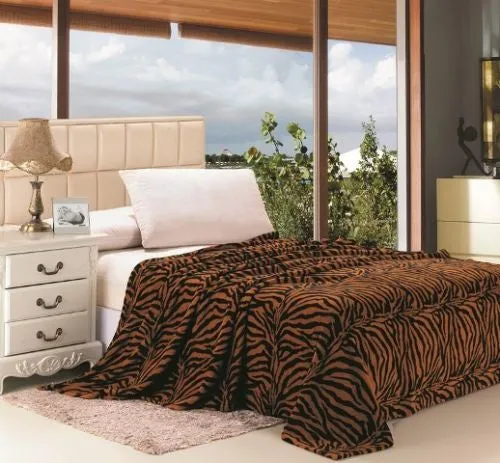 Zebra Print Microfiber Blanket - Black and White, Brown, Pink, Purple Colors